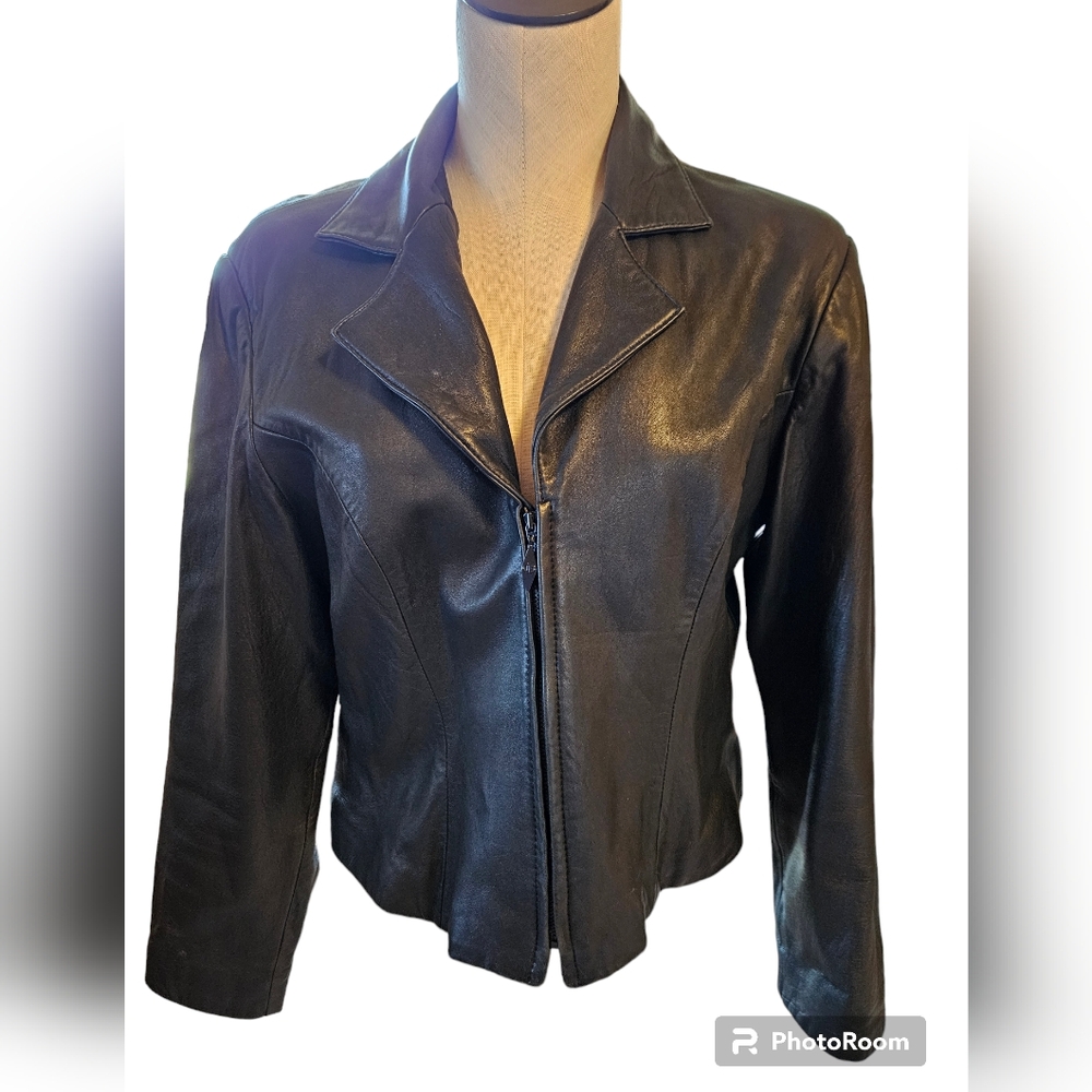 Jacqueline Ferrar leather jacket size 10p